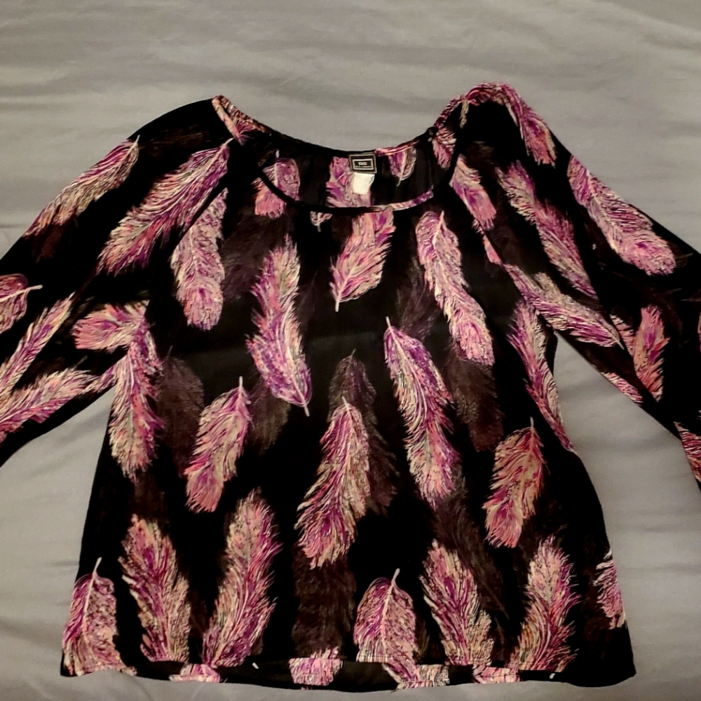 Thx sheer purple and black tunic top